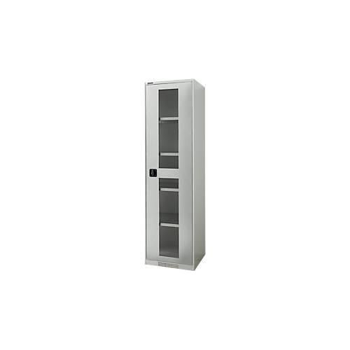 4051273793577 - Genius Flügeltürenschrank FS Stahl Sichtfenster Lüftungslöcher B 545 x T 620 x H 1950 mm 5 OH Lichtgrau Lichtgrau bis 250 kg