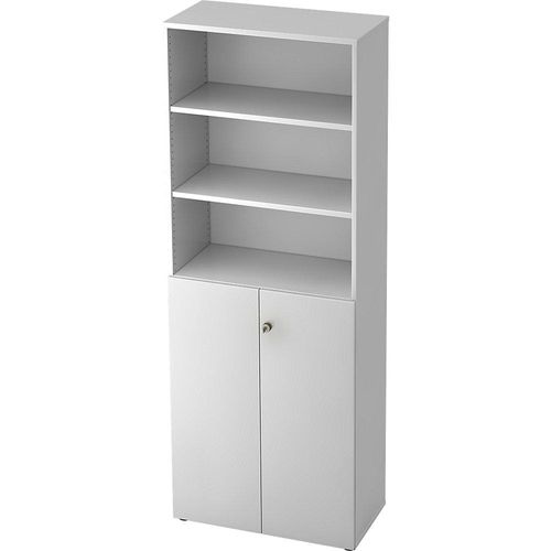 4032062114650 - eurokraft pro Kombi-Schrank 5 Fachböden 2 Flügeltüren weiß   weiß