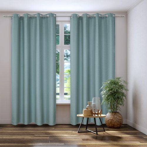 4016478990947 - Vorhang KUTTI Dimout Gr 4 blau (türkis) B140cm H245cm Polyester Gardinen Verdunkelung Thermo isolierend einfarbig Topseller