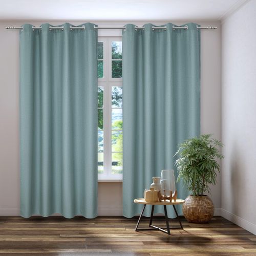 4016478990930 - Vorhang KUTTI Dimout Gr 3 blau (türkis) B140cm H225cm Polyester Gardinen Verdunkelung Thermo isolierend einfarbig Topseller