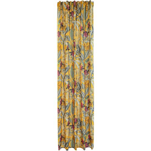 4043343508518 - Vorhang Kelani Gr 1 gelb (safran) Gardinen 245cm verdeckte Schlaufen 140cm Polyester blickdicht floral Blumen Wohnzimmer Schlafzimmer B140cm H245cm