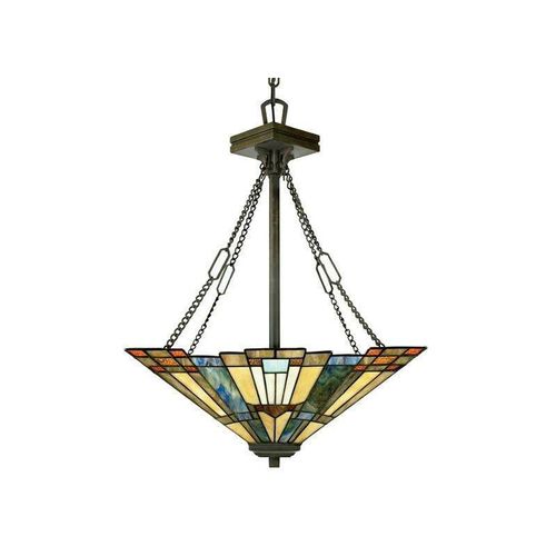 5024005214212 - Quoizel QZ-INGLENOOK-P-B Hängeleuchte Inglenook 3xE27 100W Tiffany Glas Metall Valiant Bronze H749-221cm Ø445cm dimmbar höhenverstellbar im 5024005214212 - Quoizel QZ-INGLENOOK-P-B Hängeleuchte Inglenook 3xE27 100W Tiffany Glas Metall Valiant Bronze H749-221cm Ø445cm dimmbar höhenverstellbar im