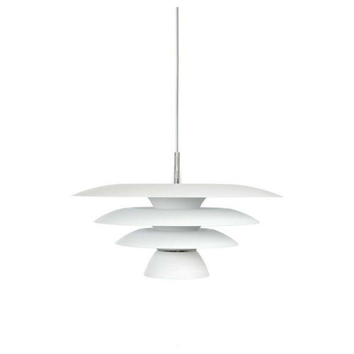 7391534082970 - - DaVinci 43cm Modern Dome Pendelleuchte Flach Weiß 1x E27