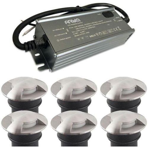 3700710833697 - Arum Lighting - Set mit 6 Bodeneinbauleuchten 3 w Mini-CANYON IP67 12 v mit selv 50 w IP67-Transformator Température de Couleur Blanc neutre 4000K