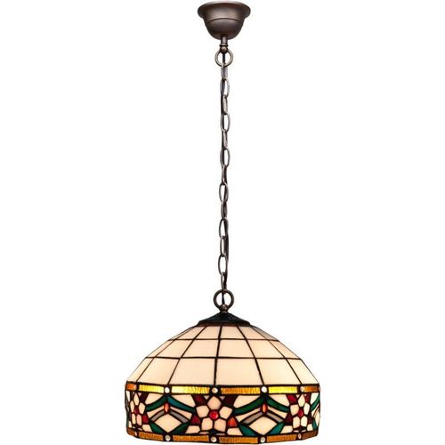 8435763149871 - Fijalo - Deckensuspension mit Ketten- und Lampenschirm Tiffany -Durchmesser 30 cm Serie Museum Lampe nicht inbegriffen Montage erforderlich