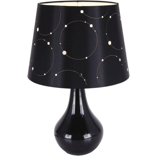 4255596740564 - Tischlampe Keramik Stoff 465 cm Schwarz Weiß E14 rund Modern Keramiklampe 4255596740564 - Tischlampe Keramik Stoff 465 cm Schwarz Weiß E14 rund Modern Keramiklampe