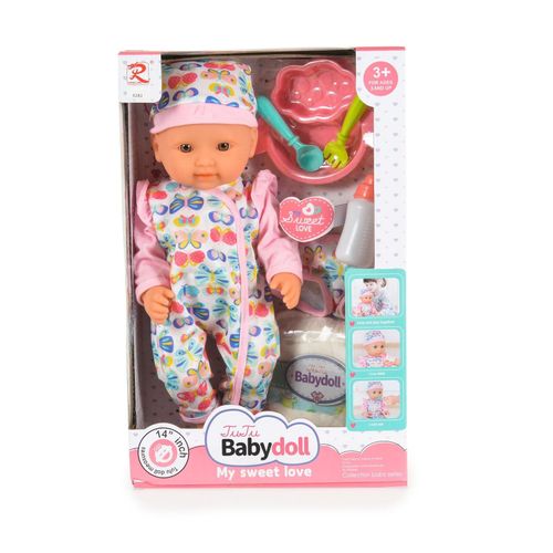 3800146223618 - Kinderpuppe 36 cm Mütze Pyjama Besteck Schüssel Löffel Gabel Fläschchen rosa 3800146223618 - Kinderpuppe 36 cm Mütze Pyjama Besteck Schüssel Löffel Gabel Fläschchen rosa