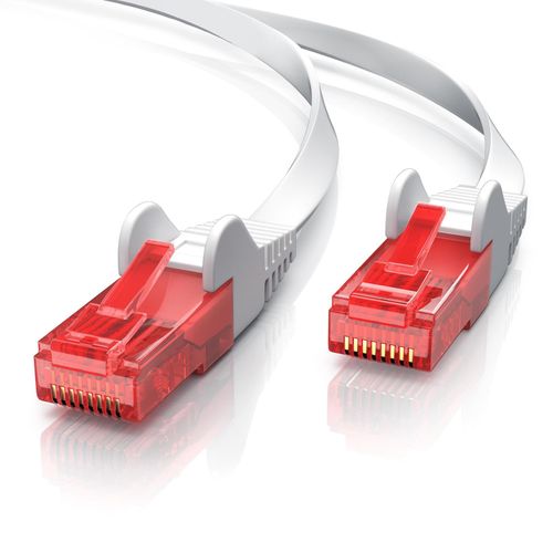 4251259169642 - CSL Cat 6 Flachband LAN Kabel - mehrfach geschirmt - UTP Gigabit - 1000 Mbit s - Patchkabel Flachkabel - Netzwerkkabel - 30m
