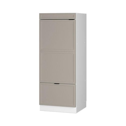 4066731452866 - Mikrowellenschrank Fame-Line Weiß Grau-Beige gerahmt 60 cm mit Schublade & Tür