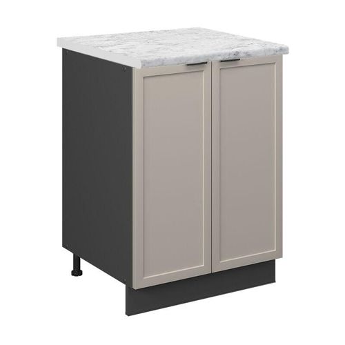 4066731451753 - Unterschrank Fame-Line Anthrazit Grau-Beige gerahmt 60 cm mit Arbeitsplatte Marmor-Weiß