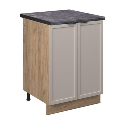 4066731452330 - Unterschrank Fame-Line Eiche Grau-Beige gerahmt 60 cm mit Arbeitsplatte Anthrazit