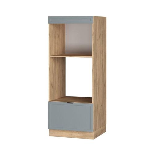 4066731457960 - Mikrowellenschrank Fame-Line Eiche Hellblau-Grau gerahmt 60 cm mit Schublade