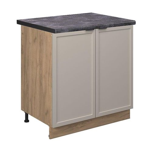 4066731452453 - Spülenunterschrank Fame-Line Eiche Grau-Beige gerahmt 80 cm mit Arbeitsplatte Anthrazit