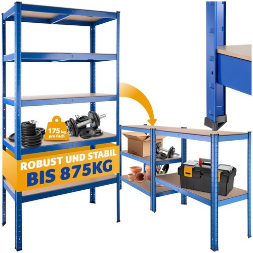 4061173256300 - tectake® Schwerlastregal mit 5 Böden mit Querstreben abgerundeten Kanten und bodenschonende Kunststoffkappen 905 x 405 x 1805 cm
