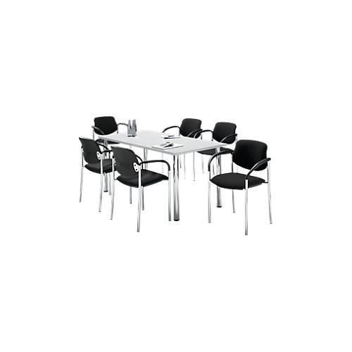 4250510848562 - Sparset Besucherstühle stapelbar Bezugstoff schwarz Sitzmaße B 450 x T 460 x H 470 mm 6 Stück + Tisch Ahorn-Dekor B 1600 x T 800 mm 4250510848562 - Sparset Besucherstühle stapelbar Bezugstoff schwarz Sitzmaße B 450 x T 460 x H 470 mm 6 Stück + Tisch Ahorn-Dekor B 1600 x T 800 mm