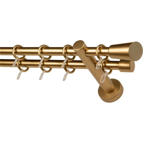 9002777485340 - Gardinenstange GARESA CLASSICO MOLIS gold (goldfarben) L170cm Gardinenstangen Vorhanggarnitur verlängerbar Wandmontage Keil mit Ringe und Haken