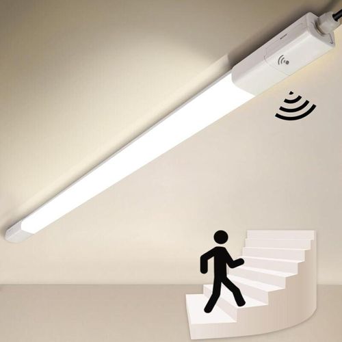 0744790764208 - Led Feuchtraumleuchte mit Bewegungsmelder 36W 115CM Verknüpfbar led Sensor Röhrelampe Neutralweiß Wandleuchte Deckenleuchte Kellerlampe IP65