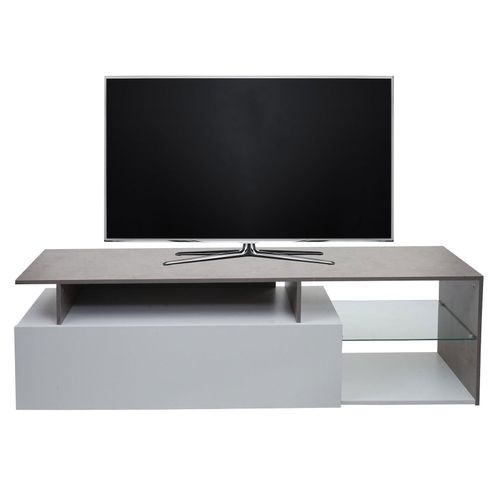 4057651559636 - TV-Rack MCW-L35 Lowboard Fernsehtisch Sideboard TV-Schrank Kommode Holz 47x170x40cm Staufach Beton-Optik weiß