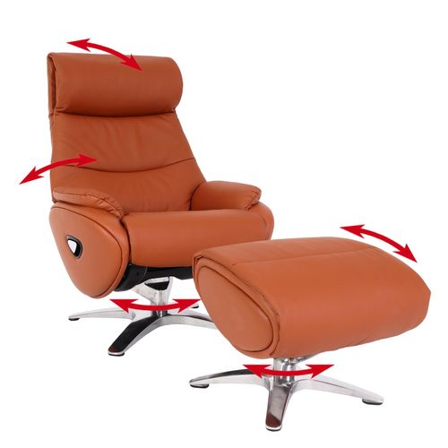 4057651541440 - Relaxsessel mit Hocker MCW-K98 Fernsehsessel Sessel Liegefunktion drehbar Metall Echtleder Kunstleder ~ braun 4057651541440 - Relaxsessel mit Hocker MCW-K98 Fernsehsessel Sessel Liegefunktion drehbar Metall Echtleder Kunstleder ~ braun