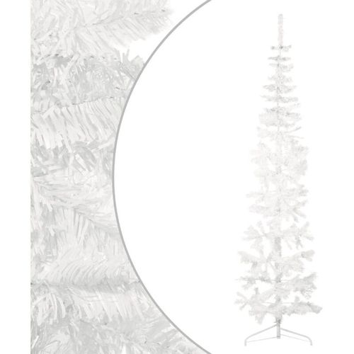 8720287000716 - Vidaxl - Künstlicher Halb-WeihnachtsbaumKunstbaum mit Ständer Schlank Weiß 240 cm