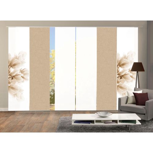 4056751488549 - Schiebegardine HOME WOHNIDEEN KESSI 6er SET Gr 1 beige (sand) B60cm H245cm Polyester Gardinen Schiebevorhang Digidruck 6er Set KESSI