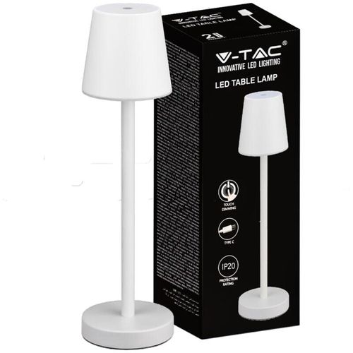 3800170205444 - V-tac - LED-Tischlampe 3 w wiederaufladbarer Akku weiße Farbe usb c Touch dimmbar 4000 k Restaurant-Tischleuchte für den Innenbereich IP20 –