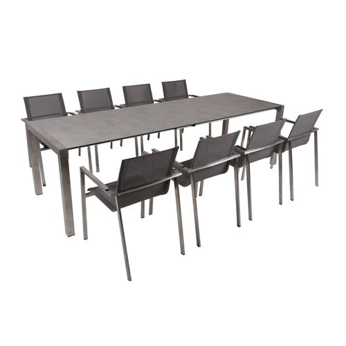 4059865543722 - 9-tlg Edelstahl Tischgruppe SIENNA Set Gartenmöbel Sitzgruppe Garten Möbel 4059865543722 - 9-tlg Edelstahl Tischgruppe SIENNA Set Gartenmöbel Sitzgruppe Garten Möbel