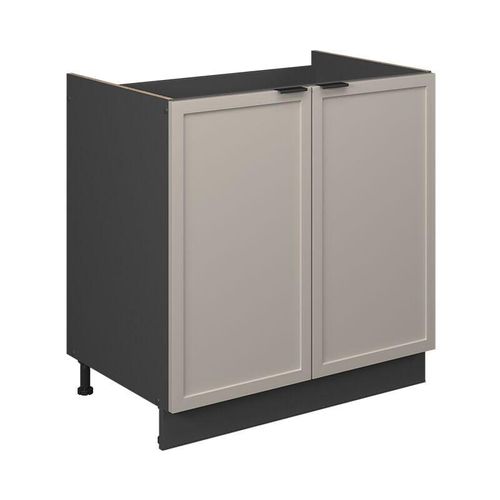 4066731451876 - Spülenunterschrank Fame-Line Anthrazit Grau-Beige gerahmt 80 cm mit Arbeitsplatte Marmor-Weiß