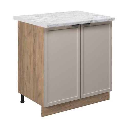 4066731452392 - Unterschrank Fame-Line Eiche Grau-Beige gerahmt 80 cm mit Arbeitsplatte Marmor-Weiß 4066731452392 - Unterschrank Fame-Line Eiche Grau-Beige gerahmt 80 cm mit Arbeitsplatte Marmor-Weiß