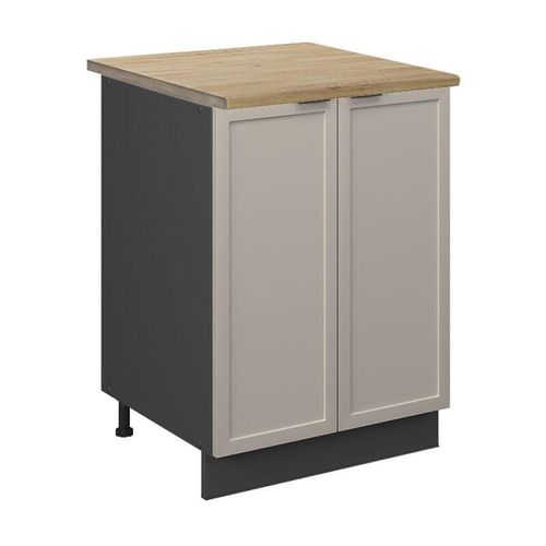 4066731451746 - Unterschrank Fame-Line Anthrazit Grau-Beige gerahmt 60 cm mit Arbeitsplatte Eiche