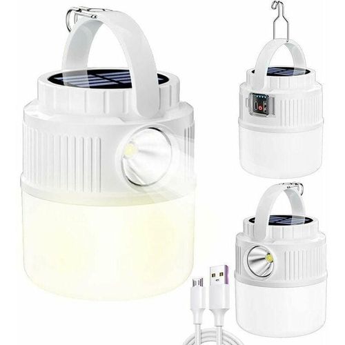 9022090411802 - 1 x solarbetriebene LED-Campinglampe über usb wiederaufladbar 4 Modi tragbare Lichtquelle wasserdicht und Dual-LED neue multifunktionale