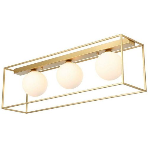 5900644312758 - Mediamo - Modern Flush Deckenleuchte Golden 3 Light mit weißem Farbton G9 - Italux