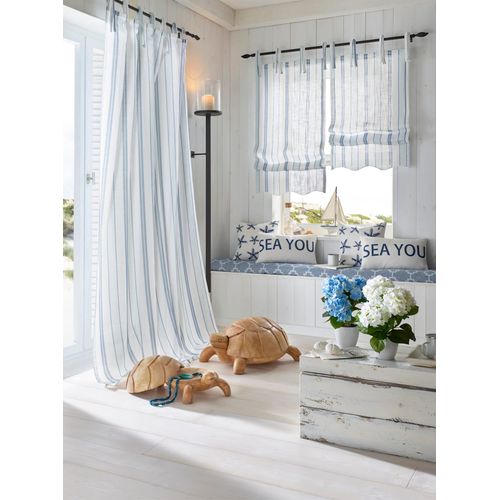 6941446671734 - Gardine HEINE HOME Gr 4 bunt (sanftes weiß blau) B140cm H245cm Polyester Gardinen