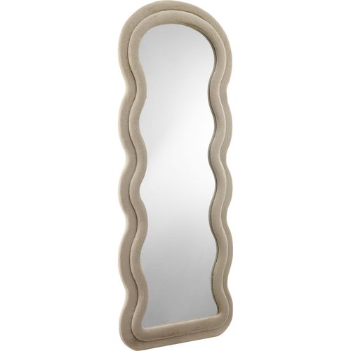 4251744817331 - Ganzkörperspiegel SALESFEVER beige (champagner) B70cm H170cm T3cm MDF Polyester Spiegelglas Spiegel Rahmen wellenförmig aus Kunstfell