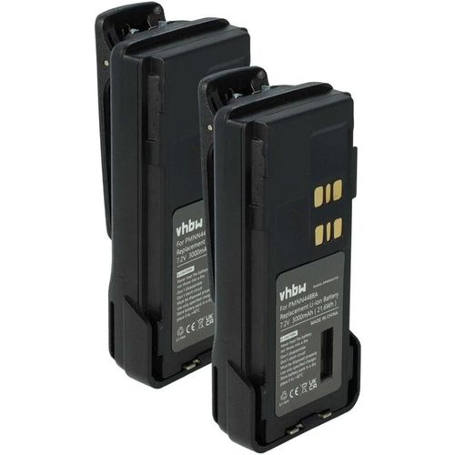 4069099576779 - 2x Akku kompatibel mit Motorola DP4800 DP4800e DP4601e DP4801 Funkgerät Walkie Talkie (3000 mAh 72 v Li-Ion) + Gürtelclip - Vhbw