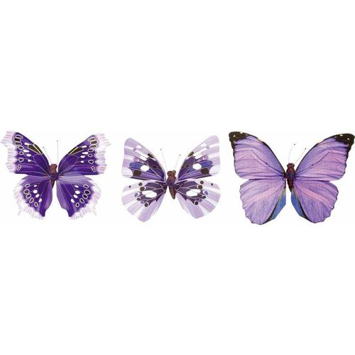 7610877444369 - Glorex Schmetterling violett 8cm mit Clip Farbe violett Bastelpapier