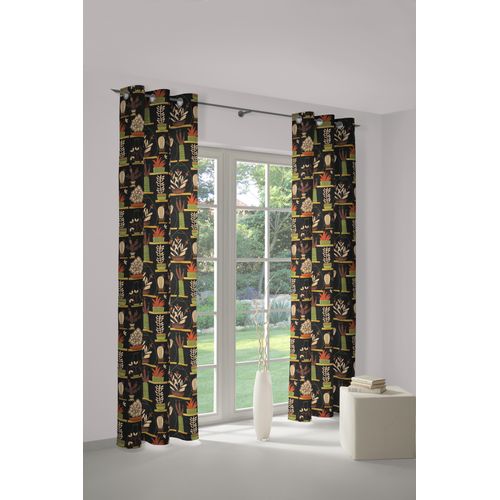 4004567255107 - Vorhang WIRTH Oakham Gr 3 orange (terrakotta schwarz) B130cm H220cm Polyester Gardinen