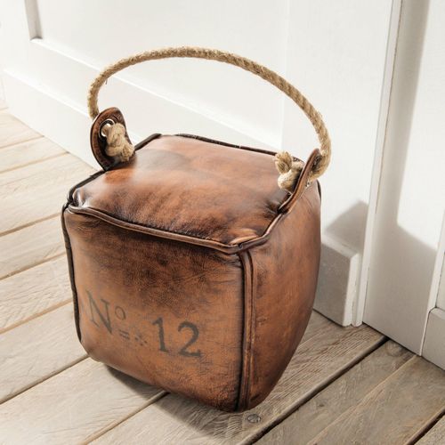 4251707118499 - Türstopper eckig Vintage Leder 19x19x19cm 4251707118499 - Türstopper eckig Vintage Leder 19x19x19cm