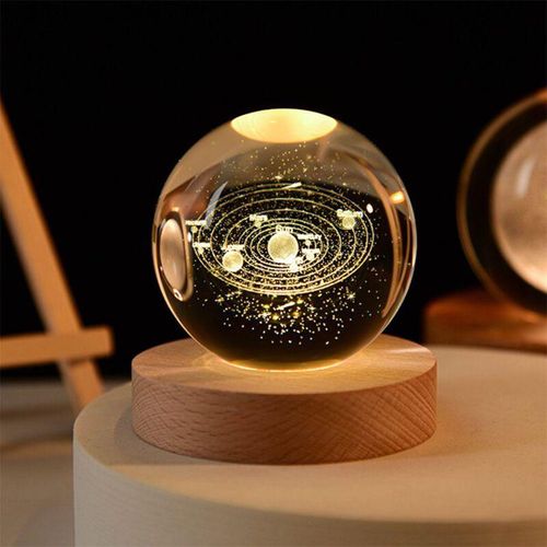 0763527799825 - Sinbinta - 3D Kristallkugel Nachtlicht Sonnensystem Planeten Kristallkugel usb Aufladung8cm Warmes Licht led Ball Lampe für Weihnachts Geburtstag