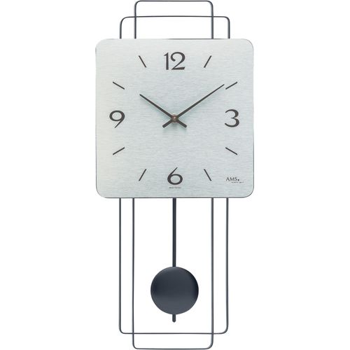 4037445160934 - Pendelwanduhr AMS silber (schwarz silberfarben) Wanduhren B H L 23cm x 5cm x 50cm Quarzuhr MessinggehäuseEsszimmerWohnzimmerMade in Germany 4037445160934 - Pendelwanduhr AMS silber (schwarz silberfarben) Wanduhren B H L 23cm x 5cm x 50cm Quarzuhr MessinggehäuseEsszimmerWohnzimmerMade in Germany