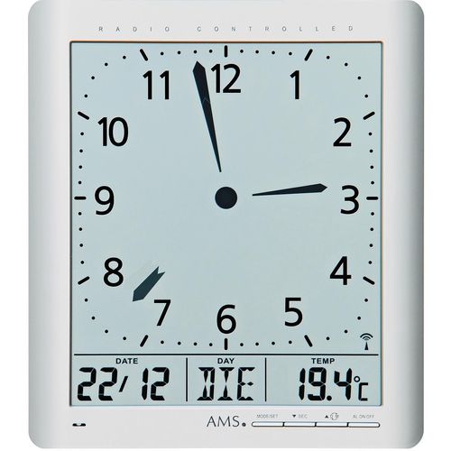 4037445152991 - Funkwanduhr AMS F5898 silber (silberfarben) Wanduhren B H L 21cm x 3cm x 24cm Quarzuhrmit AlarmDatumWohnzimmerEsszimmerKücheBüro Flur 4037445152991 - Funkwanduhr AMS F5898 silber (silberfarben) Wanduhren B H L 21cm x 3cm x 24cm Quarzuhrmit AlarmDatumWohnzimmerEsszimmerKücheBüro Flur