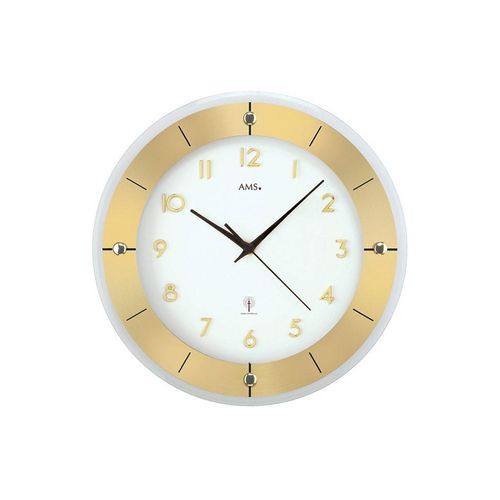 4037445141803 - Funkwanduhr AMS F5850 gold (goldfarben weiß) Wanduhren Ø 31cm QuarzMineralglasWohnzimmerEsszimmerKücheArbeitszimmerBüroFlur 4037445141803 - Funkwanduhr AMS F5850 gold (goldfarben weiß) Wanduhren Ø 31cm QuarzMineralglasWohnzimmerEsszimmerKücheArbeitszimmerBüroFlur