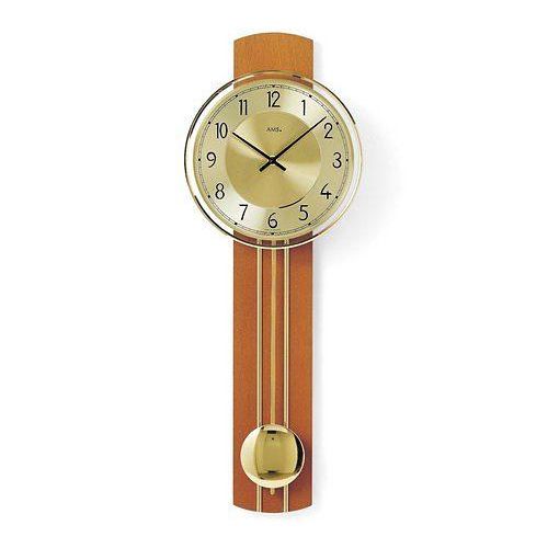 4037445131057 - Pendelwanduhr AMS W7115 9 gold (kirschbaumfarben goldfarben) Wanduhren B L 60cm x 22cm QuarzuhrHolzgehäuseEsszimmerWohnzimmer
