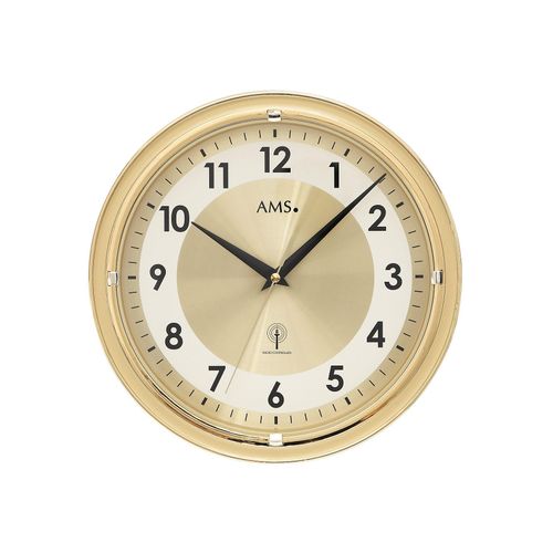 4037445150560 - Funkwanduhr AMS 5946 gold (goldfarben) Wanduhren Ø 30cm QuarzuhrWohnzimmerEsszimmerKücheArbeitszimmerBüro Flur