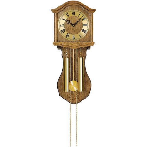 4037445133204 - Pendelwanduhr AMS H248 4 braun (eichefarben) Wanduhren B H L 27cm x 11cm x 66cm Mechanische UhrHolzgehäuseEicheEsszimmerWohnzimmer