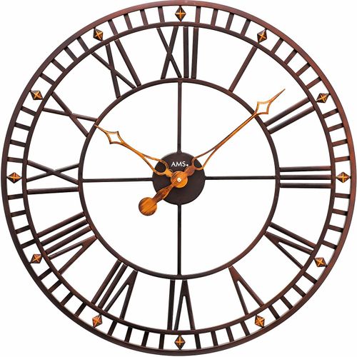 4037445154001 - Wanduhr AMS W9537 braun Wanduhren B 5cm QuarzuhrWohnzimmerEsszimmerKücheArbeitszimmerBüroFlur