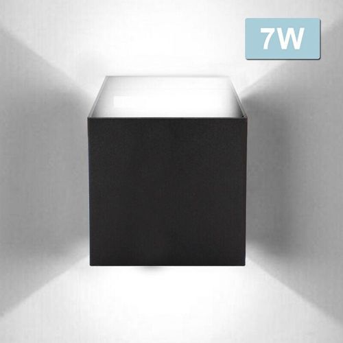 0726504527132 - Swanew - Applique Murale led Extérieure Moderne IP65 Escalier Couloir Lampe Carré Up Down Lumière Déco 7W Noir Blanc Froid