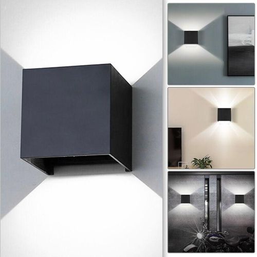 9051291167416 - Swanew - Applique murale led Extérieur Cave Square IP65 Décoration Lampe murale étanche Salon 12W Noir Blanc Froid