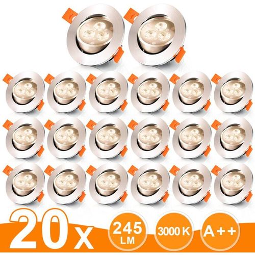 9051292115133 - SWANEW 20x Spots LED encastrables orientables Spots LED à encastrer，Spot encastrable 3W Spots EncastrésPlafonnier spot spot encastrable- blanc