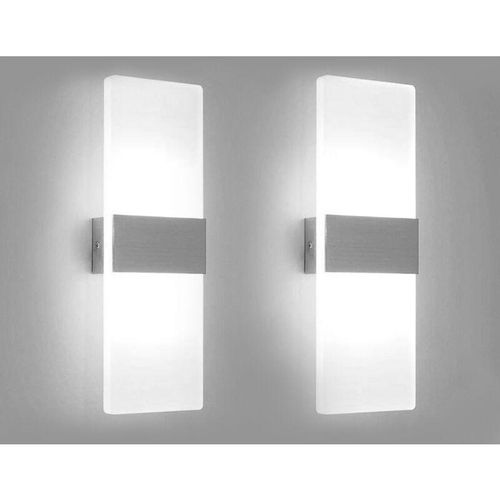 0726505000160 - Swanew - 2X 6W Applique Murale led Extérieure intérieur moderne Escalier spot mural Couloir Lampe Up Down Lumière Déco jardin Blanc Froid